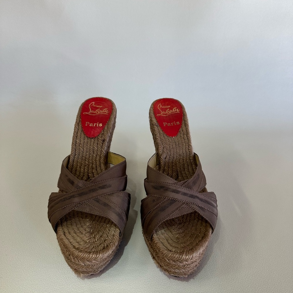 Christian Louboutin Brown Trotolita Espadrille Heels